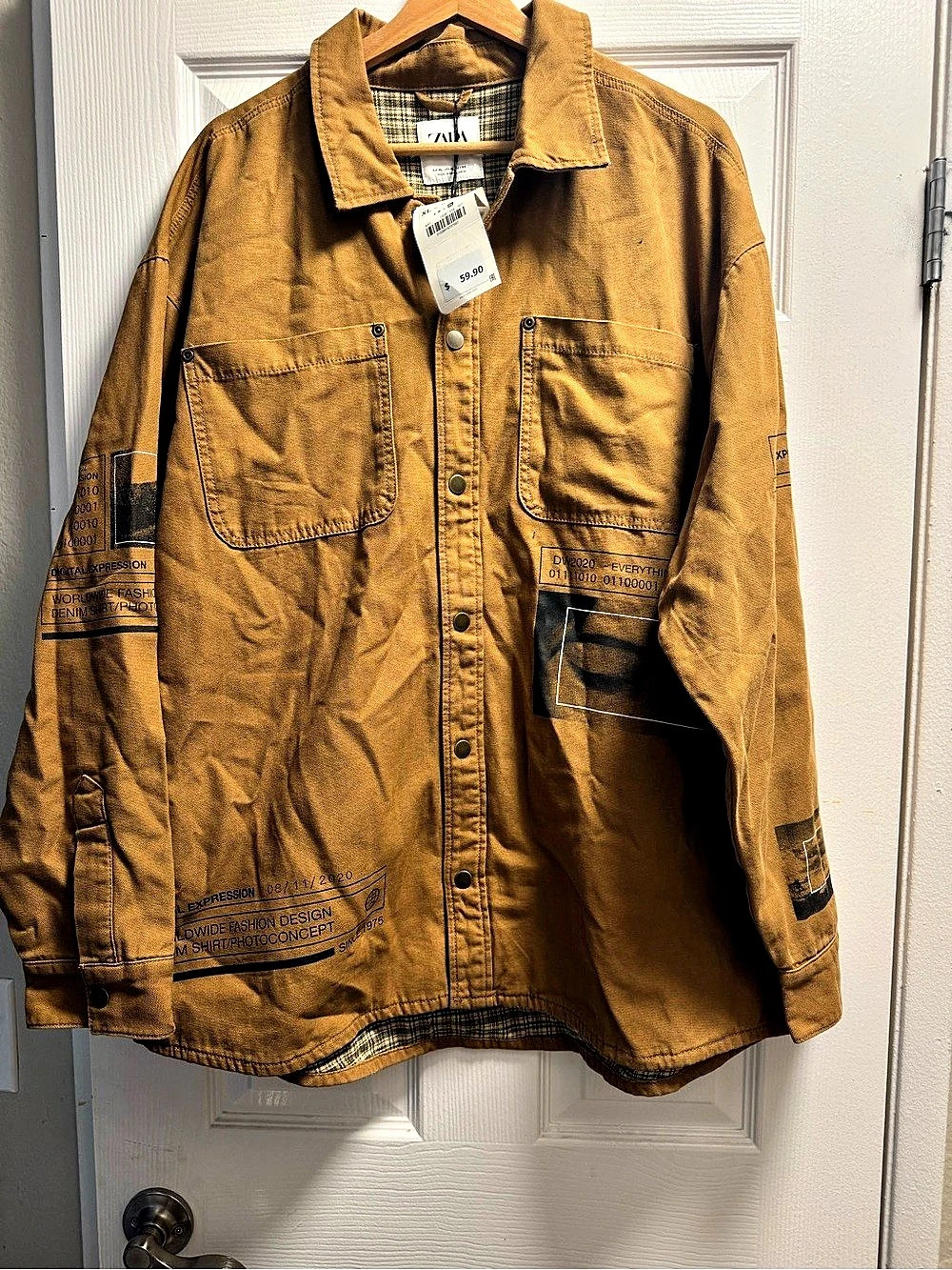ZARA Utility Shirt Jacket in Brown XL NWT